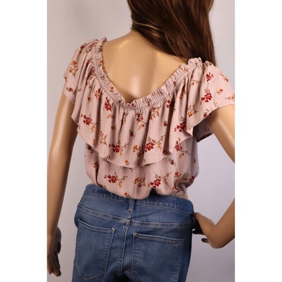 American Eagle‎ Outfitters Floral Off-Shoulder Crop Top Size Medium - Picture 2 of 10